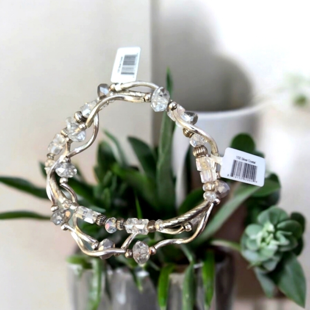 NWT Stackable Stretchy Crystal & Silver Bracelets